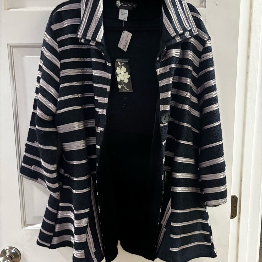 INC International Concepts Black and White Striped Jacket